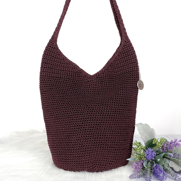 The Sak Handbags - The Sak Burgundy Crochet Hobo Bag